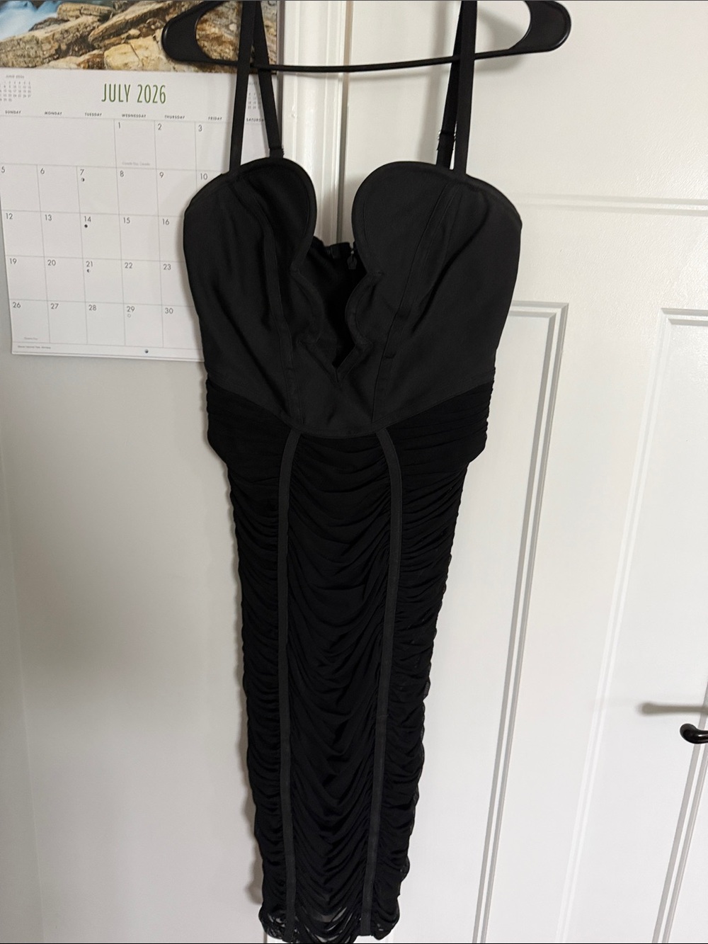 Fashion Nova Black Ruched Bustier Midi Dress
